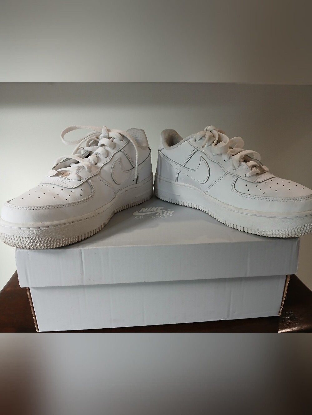 Nike Air Force 1 LG (GS) White Sneakers - Picture 7 of 12